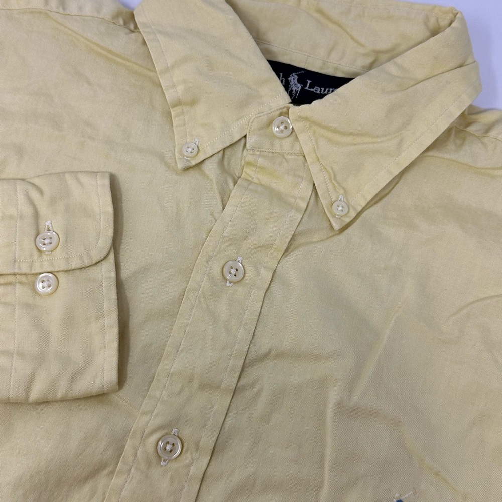 Polo Ralph Lauren Mens Sz 15.5 32/33 Oxford Shirt Yellow Yarmouth R5 - Picture 3 of 4